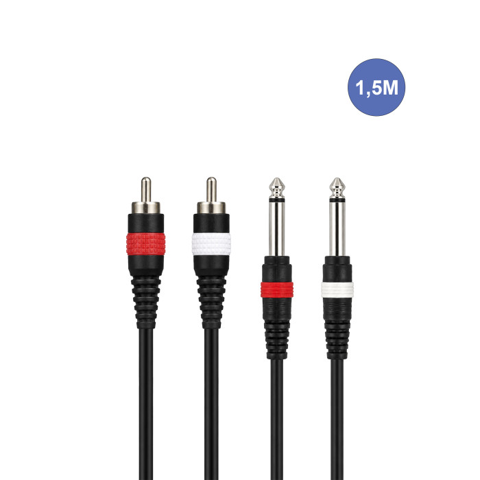 Câble 1,5m - JACK MONO Mâle - RCA Mâle