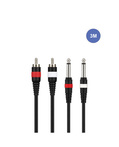 Câble 3m - JACK MONO Mâle - RCA Mâle