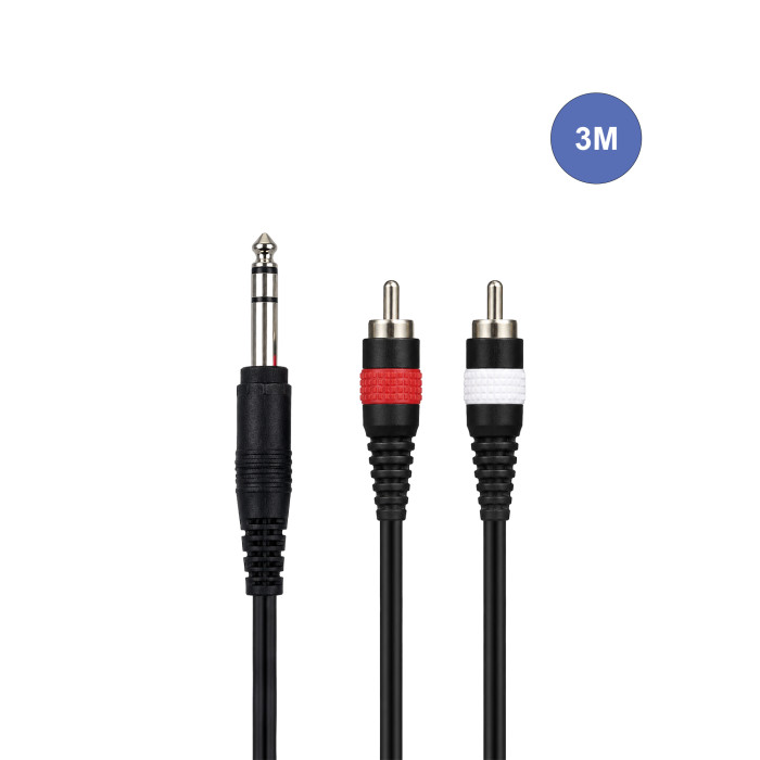 Câble 3m - RCA Mâle - JACK STEREO Mâle