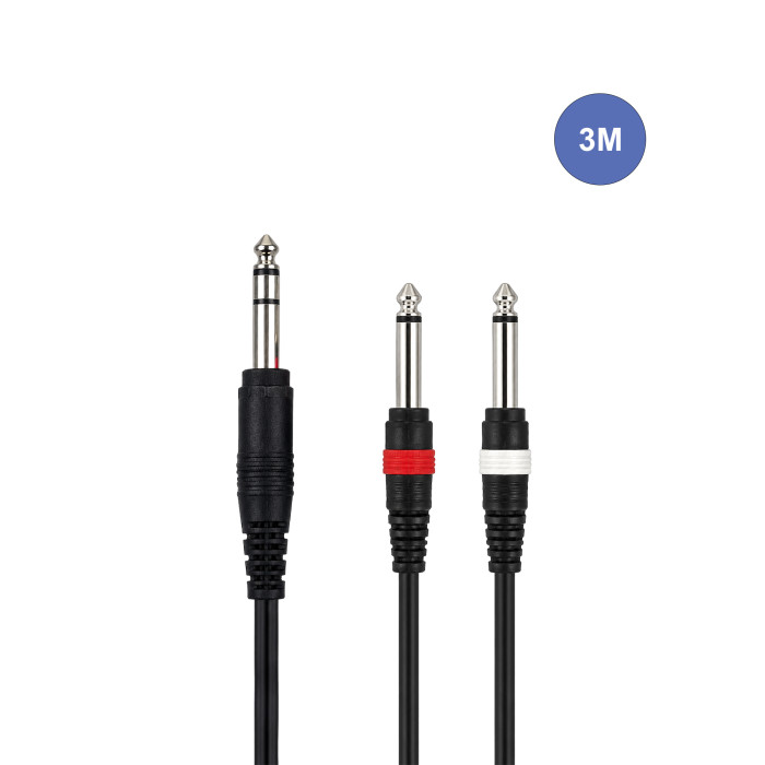 Câble 3m - JACK MONO Mâle - JACK STEREO Mâle