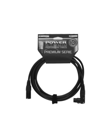 Câble XLR Mâle droit / XLR Femelle coudé - 3m