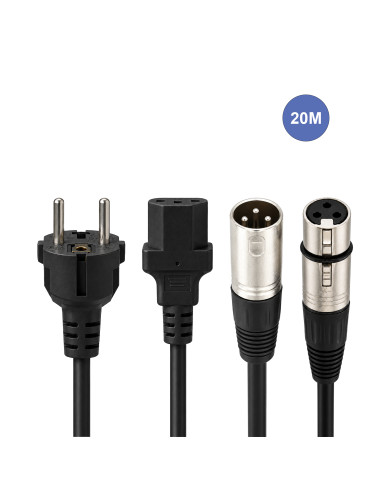 Câble d'Alimentation 20m - XLR 3 PIN Mâle - XLR 3 PIN Mâle