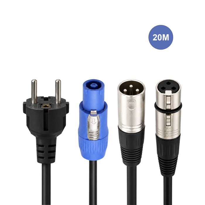 Câble d'Alimentation 20m - SHUCKO Mâle - XLR 3 PIN Femelle