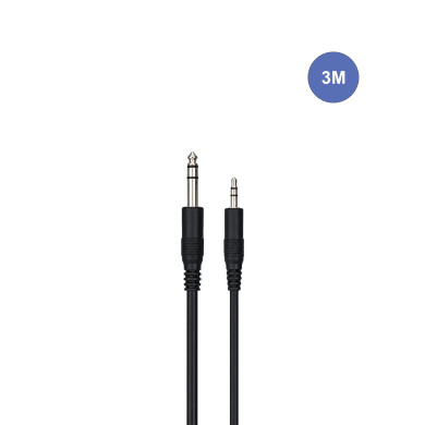 Câble 3m - MINI JACK STEREO Mâle - JACK STEREO Mâle
