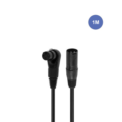Câble XLR Mâle droit / XLR Femelle coudé - 1m