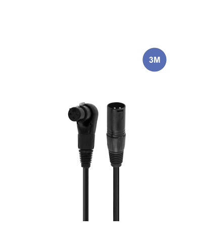 Câble XLR Mâle droit / XLR Femelle coudé - 3m