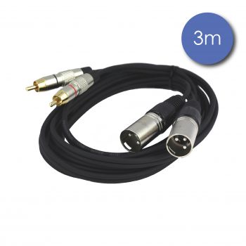 Câble 3m - XLR 3 PIN Mâle - RCA Mâle