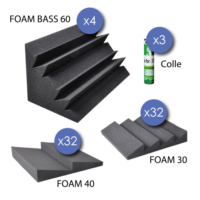 Pack 32 FOAM 30 + 32 FOAM 40 + 4 FOAM BASS 60 + 3 colles
