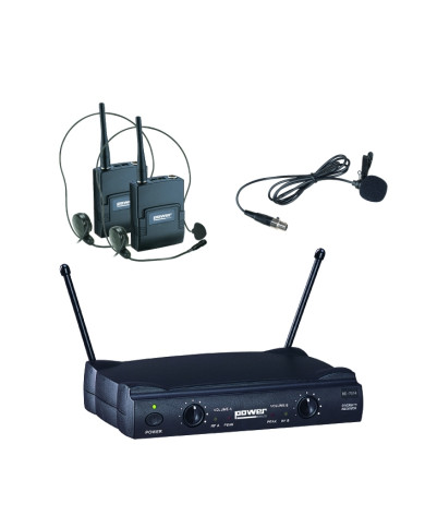 Double Micro Serre Tête + Cravate VHF Fréquence 175.5 - 186.5 MHZ