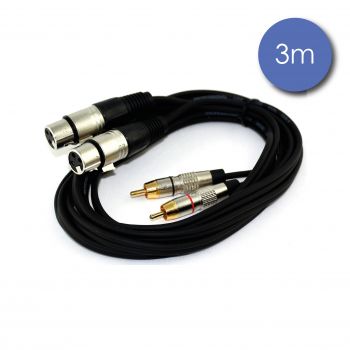 Câble 3m - XLR 3 PIN Femelle - RCA Mâle
