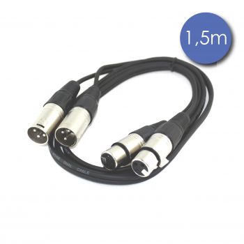 Câble 1,5m - XLR 3 PIN Mâle - XLR 3 PIN Femelle