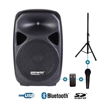 Enceinte active 12" 200W + micro + stand
