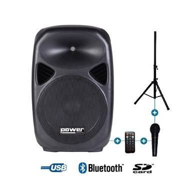 Enceinte active 12" 200W + micro + stand