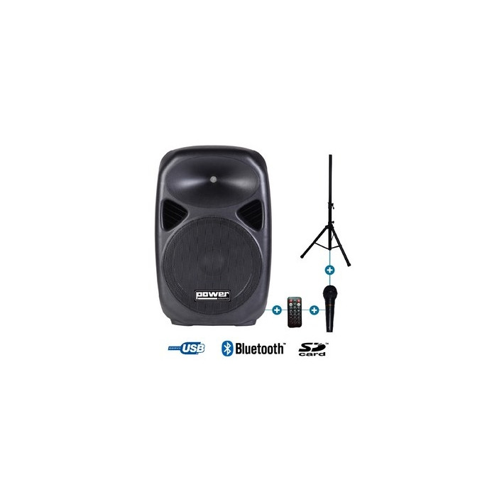 Enceinte active 12" 200W + micro + stand