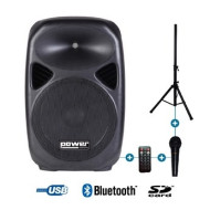 Enceinte active 12" 200W + micro + stand